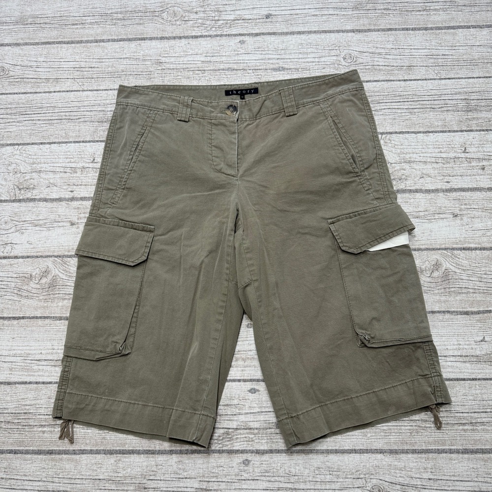 Y2K Theory Cargo Shorts Women's 10 Olive Green Utility Bermuda Hiking Outdoor